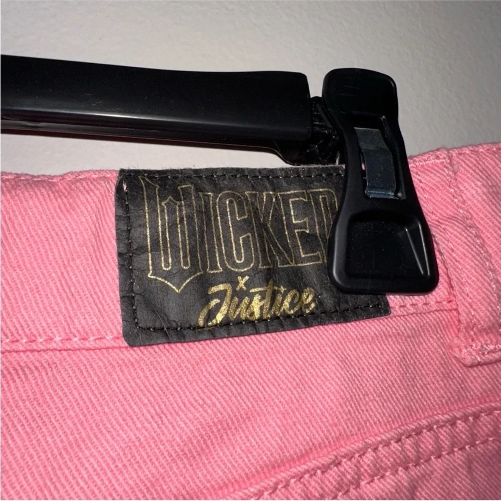 Justice x Wicked Pink Metallic Jeans